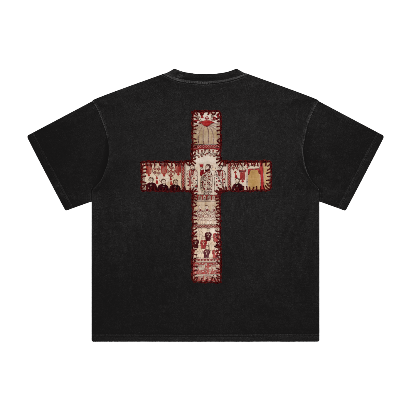 retro black crusader tee with cross 