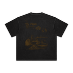 Retro black graphic t-shirt with dancing frogs design - unisex oversized cotton tee