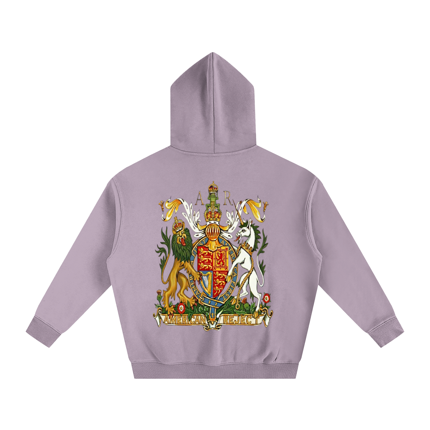 Dark purple oversized hoodie with Fleur de Frog design - heavyweight cotton-polyester pullover