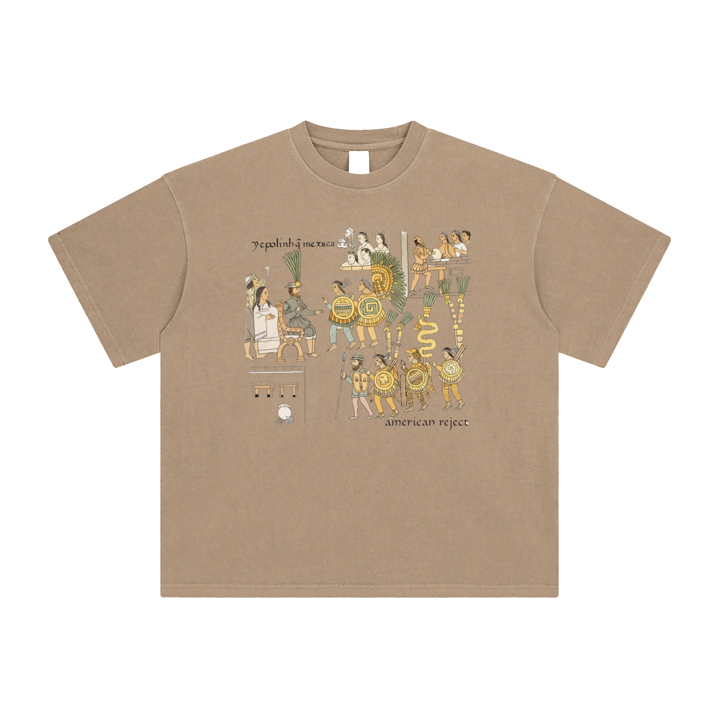 Camel t-shirt with cool graphic front design on a blank background