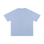 sky blue t-shirt with a graphic of the Statue of Liberty and 'Restore America' text on a blank background