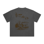 dark grey unisex cotton t-shirt featuring dancing frogs graphic - oversized loose fit tee