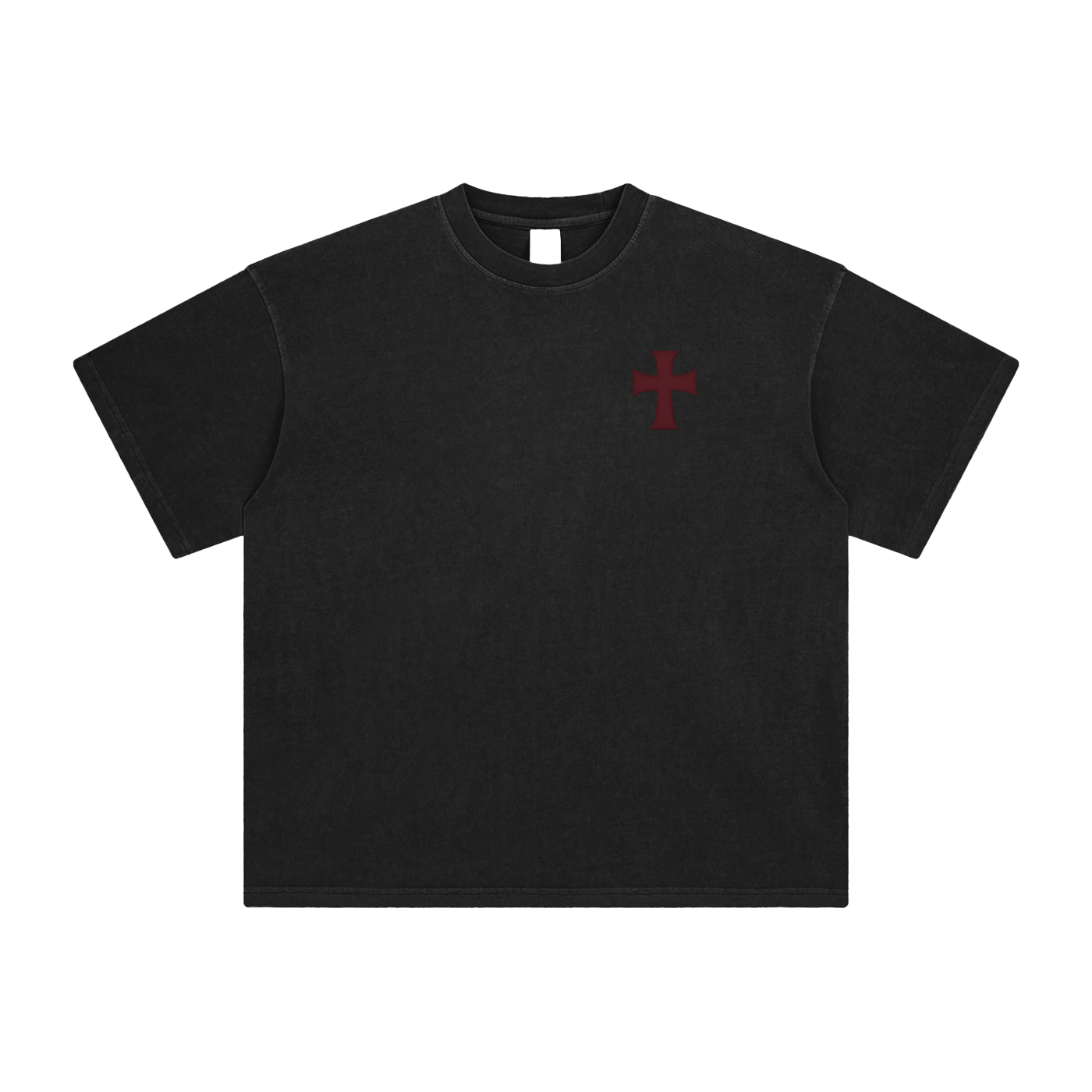 retro black crusader tee with cross 