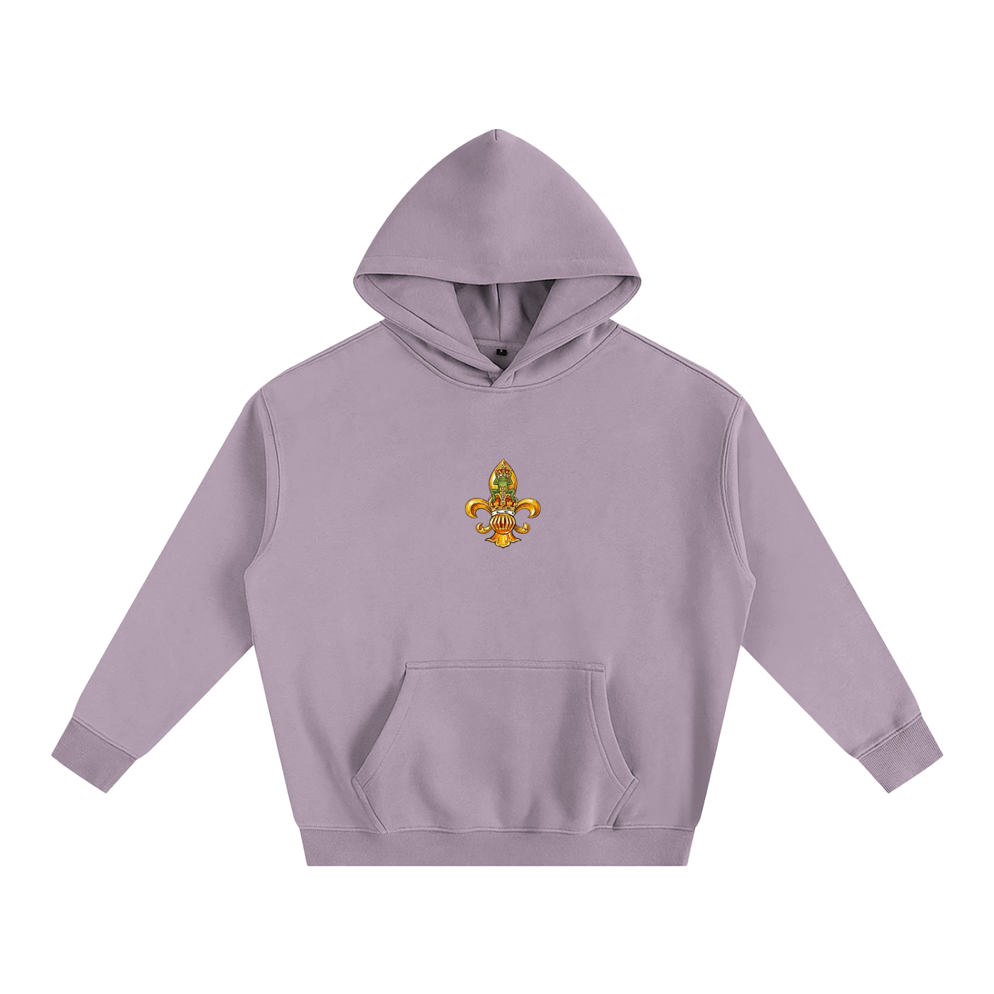 Dark purple oversized hoodie with Fleur de Frog design - heavyweight cotton-polyester pullover