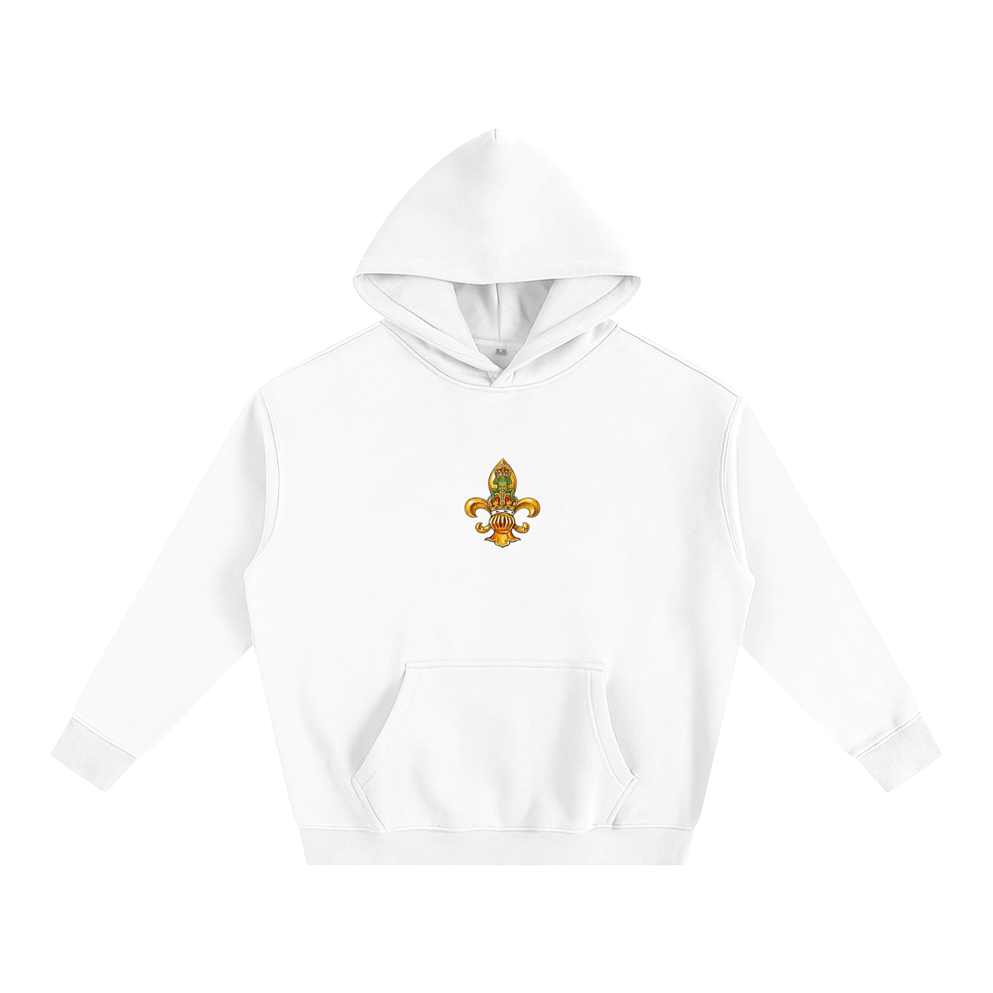 White oversized hoodie featuring Fleur de Frog graphic - heavyweight cotton-polyester blend pullover