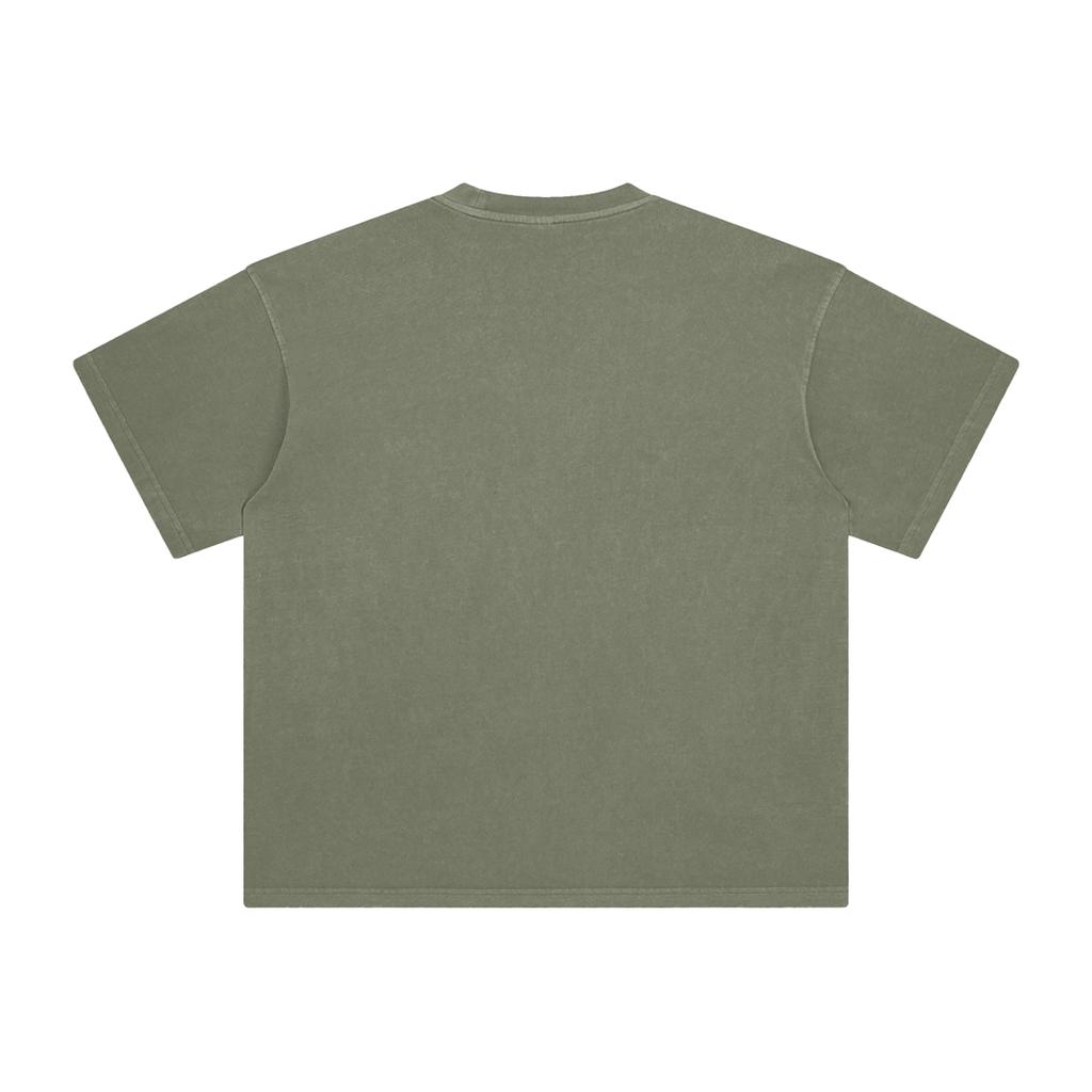 Grey Green t-shirt with cool graphic front design on a blank background
