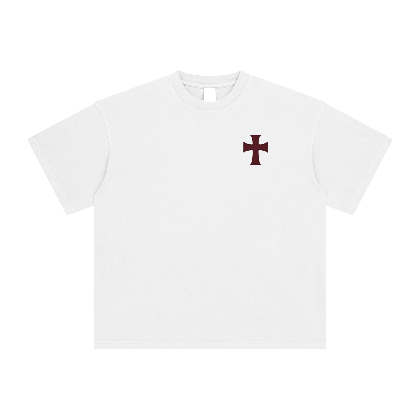 white crusader tee with cross 