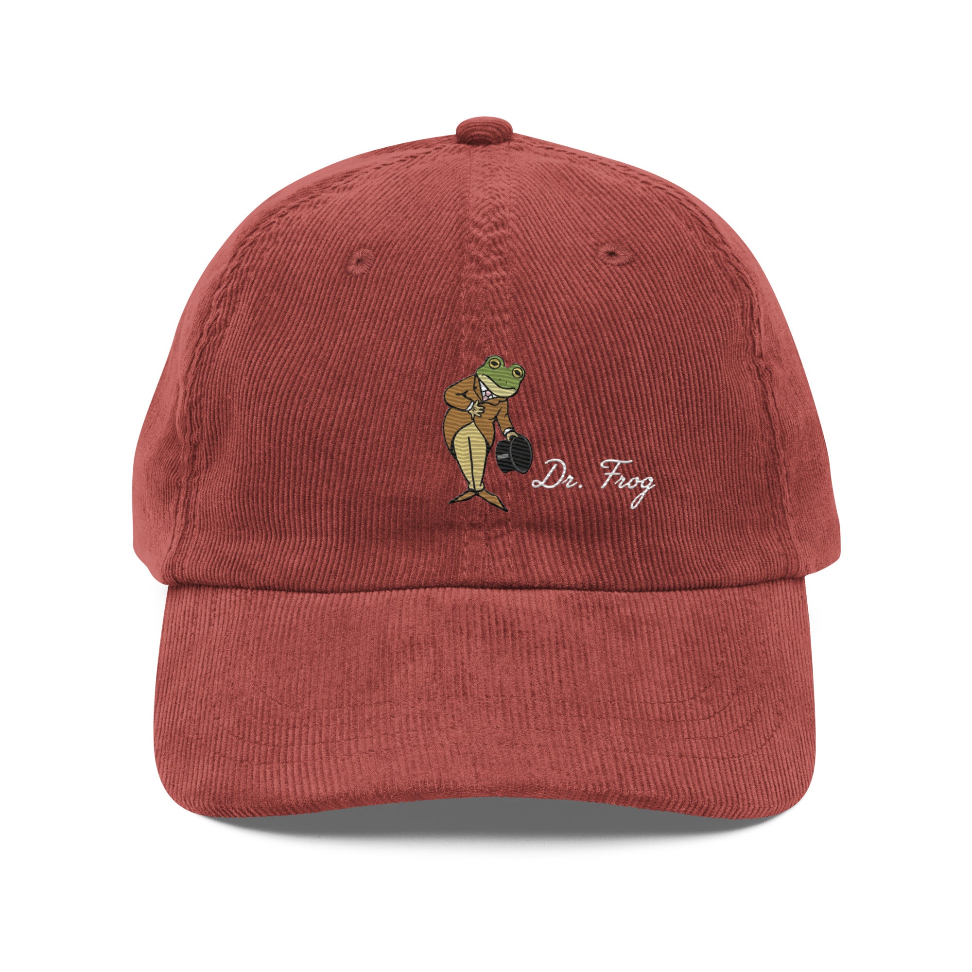 burgundy dr frog corduroy cap vintage