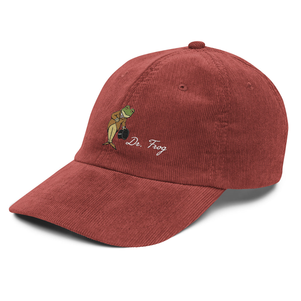 burgundy dr frog corduroy cap vintage