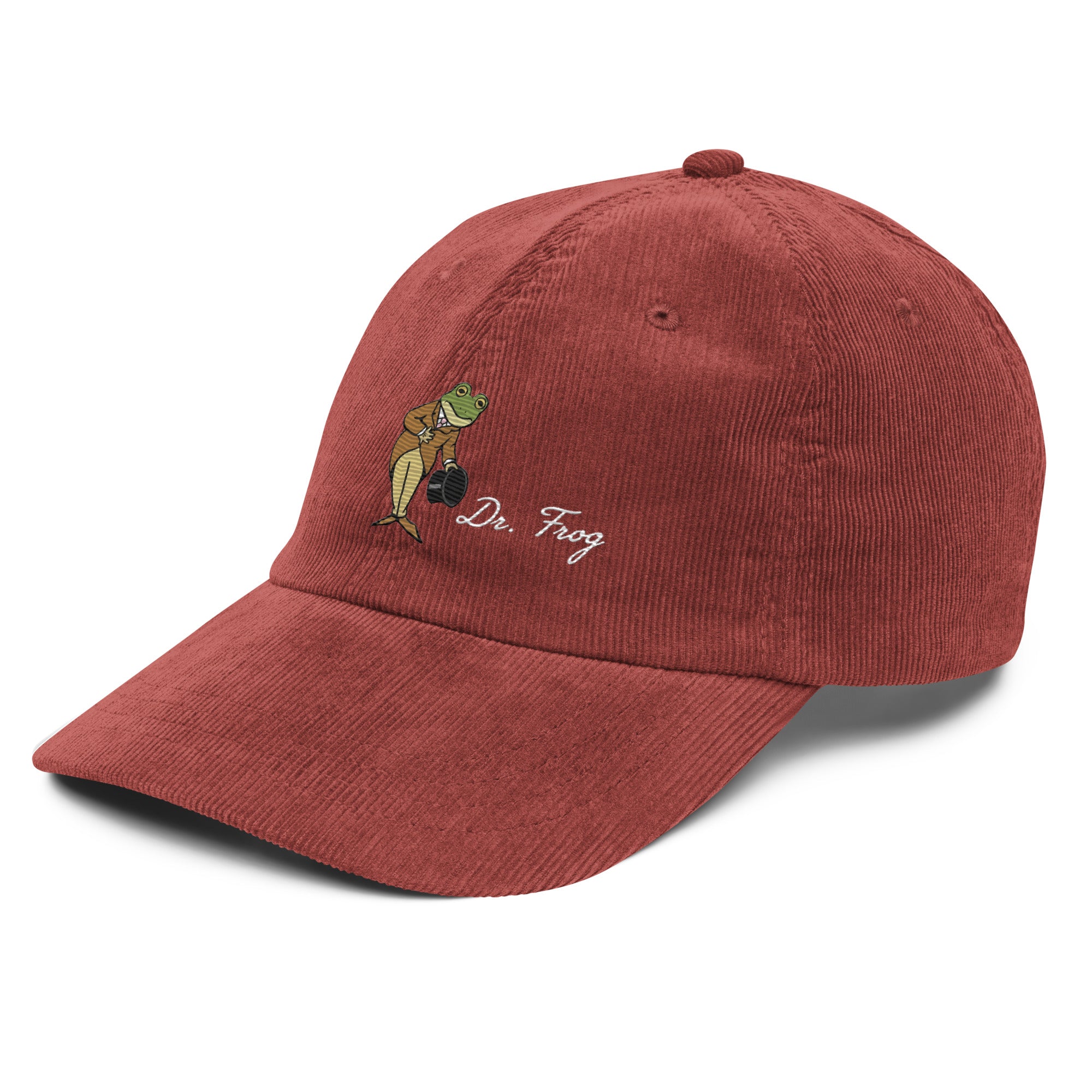 burgundy dr frog corduroy cap vintage
