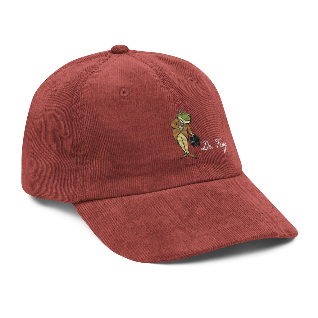 burgundy dr frog corduroy cap vintage